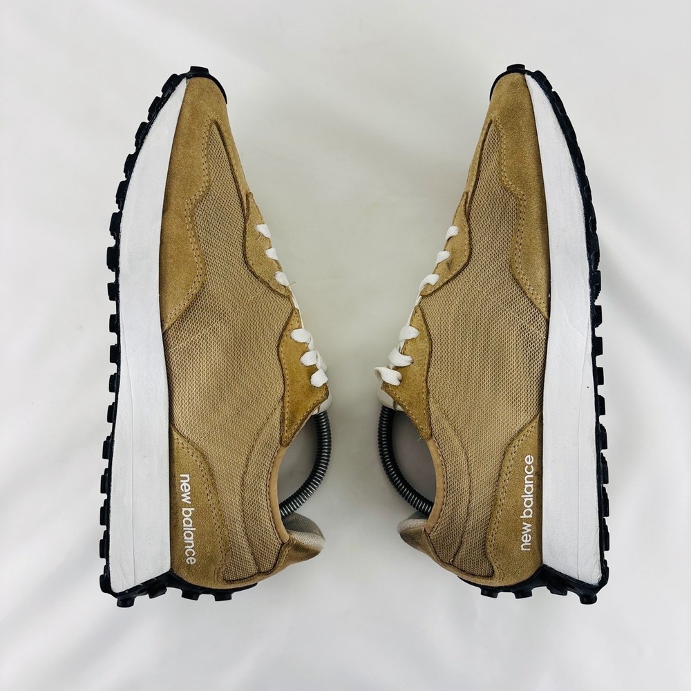 New Balance 327 Tan Beige Suede Mesh Running Sneakers MS327LC1 Mens Sz 9.5 - Picture 6 of 12